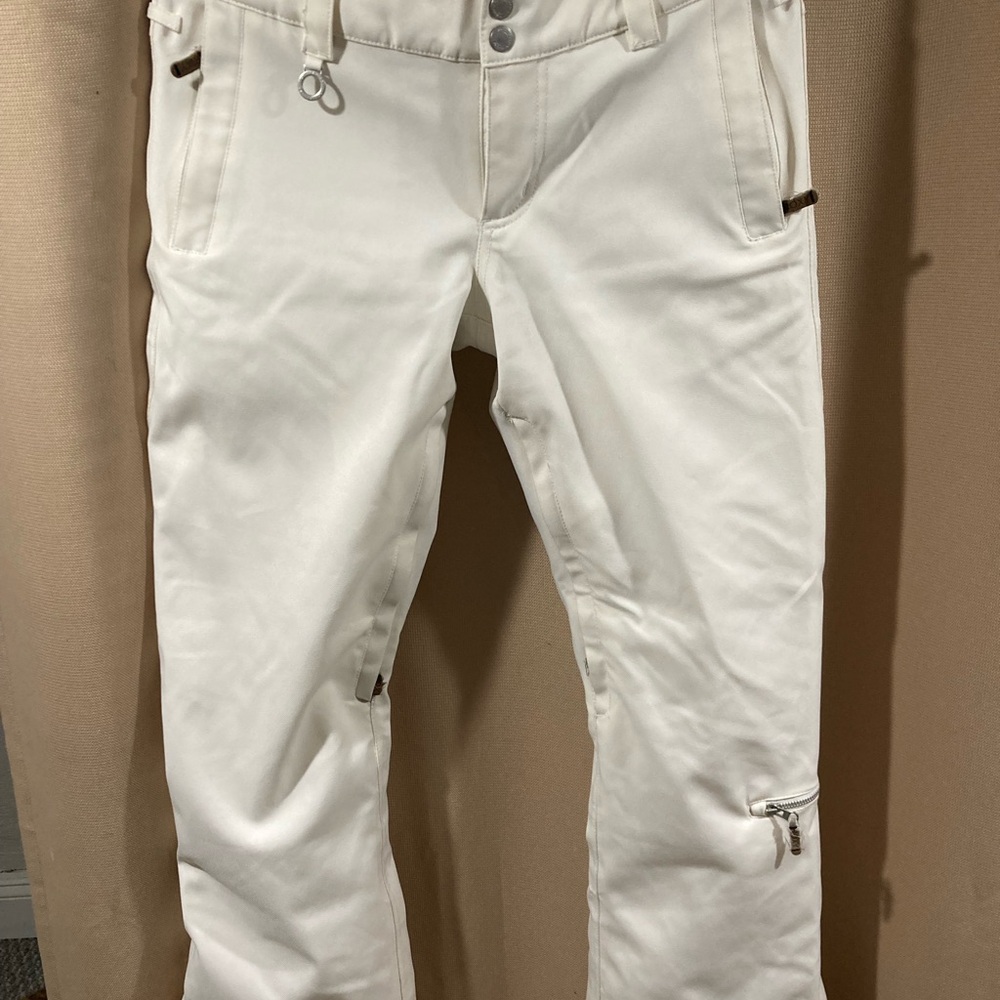 Roxy Cream Ski Pants with Zipper Accent
